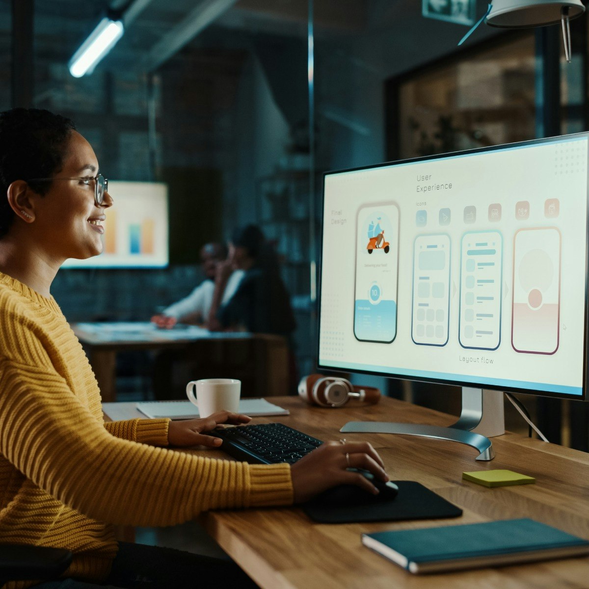 A UX Designer working at a computer